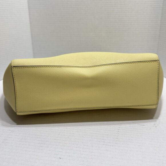 Michael Kors Jet Set Chain Large Shoulder Tote Yellow Saffiano Leather Bag Purse - Picture 9 of 14